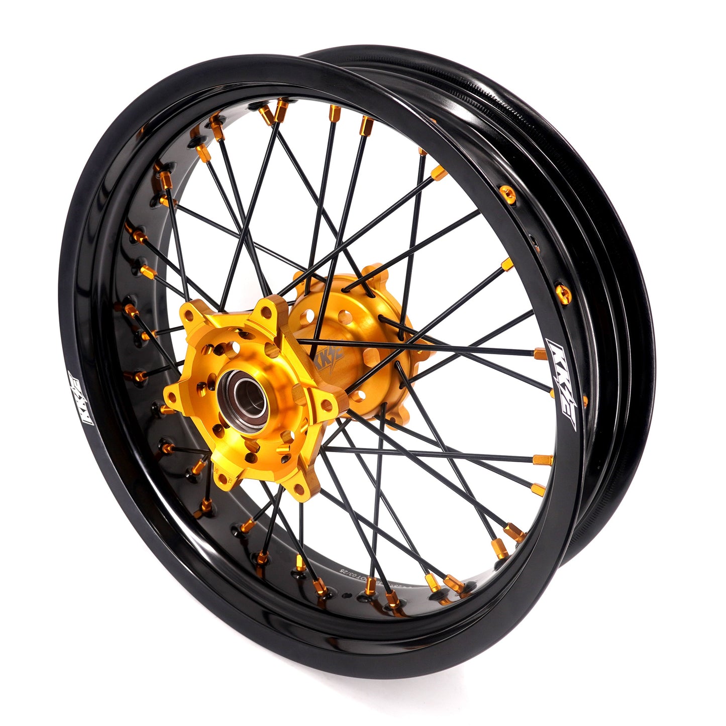 KKE 3.5/4.25 Supermoto Race Wheels For Suzuki RM125 1996-2007 RM250 1996-2008 Gold Nipples