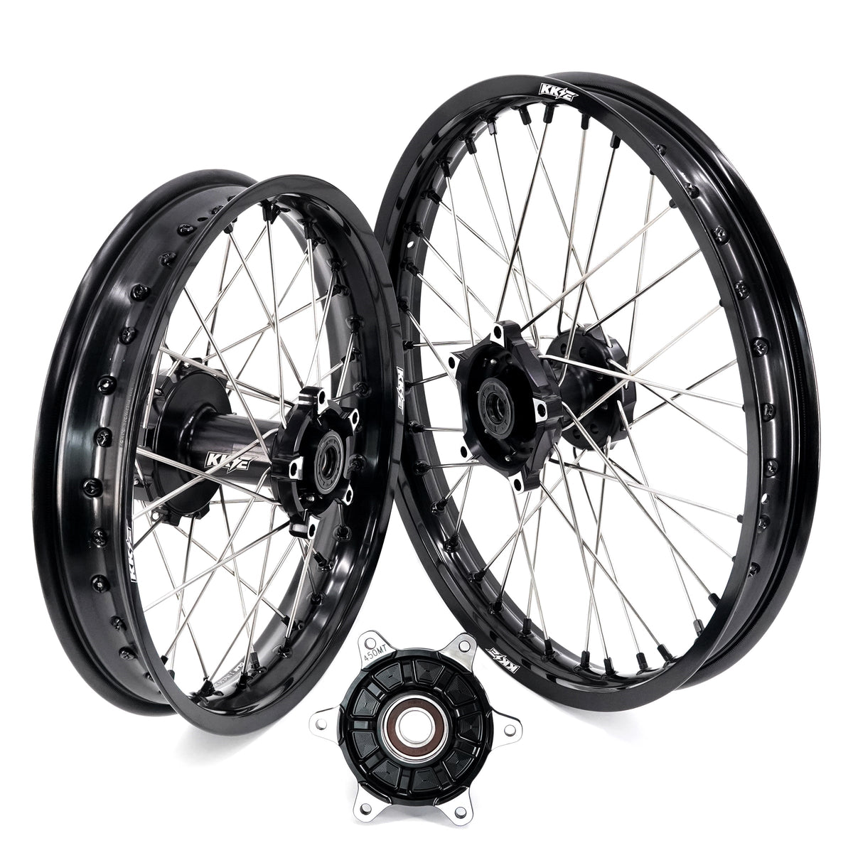 KKE 1.85*21 & 2.5*18 Fit CF MOTO 450MT Motorcycle Tubed Spoke Wheels Rims Black