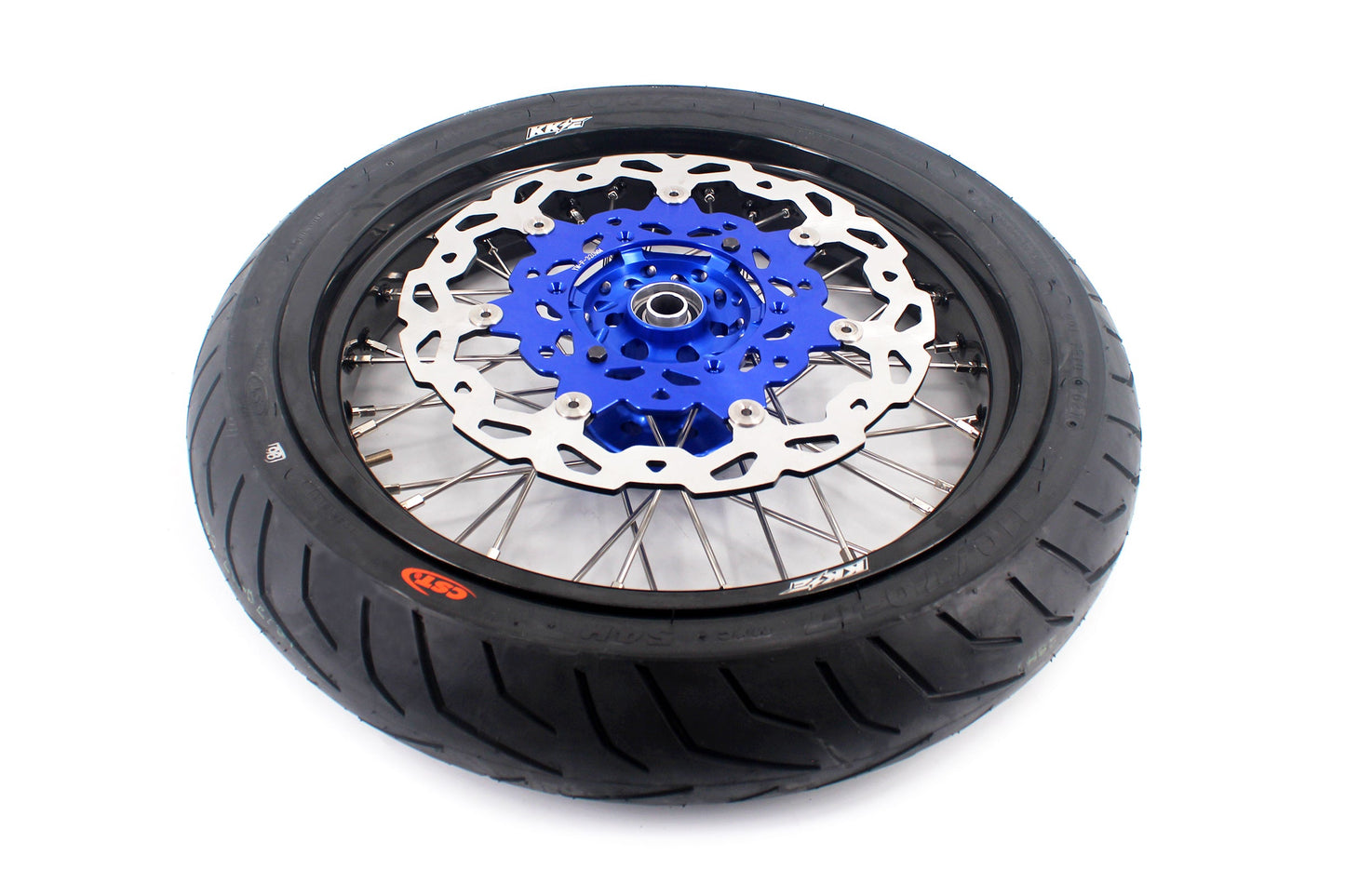 KKE 3.5/4.25*17inch Cush Drive Rims Tires For YAMAHA WR250F 2001-2019 WR450F 2003-2018 Blue Hub