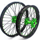 KKE 1.6*21 & 2.15*18 Wheels Rims Fit Kawasaki KX450 2019-2023 KX450X 2021-2023 Green Nipples & Black Spokes