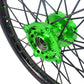 KKE 1.6*21 & 2.15*19 Wheels Rims Fit Kawasaki KX450 2019-2023 KX450X 2021-2023 Green Nipples & Black Spokes