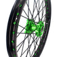 KKE 1.6*21 & 2.15*18 Wheels Rims Fit Kawasaki KX450 2019-2023 KX450X 2021-2023 Green Nipples & Black Spokes