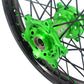 KKE 1.6*21 & 2.15*18 Wheels Rims Fit Kawasaki KX450 2019-2023 KX450X 2021-2023 Green Nipples & Black Spokes