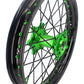 KKE 1.6*21 & 2.15*18 Wheels Rims Fit Kawasaki KX450 2019-2023 KX450X 2021-2023 Green Nipples & Black Spokes