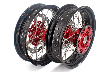 KKE 3.5 & 4.25 Cush Drive Supermoto Rims for HONDA CRF250R/450R 2002-2012 Red&Black With Disc&Sprocket