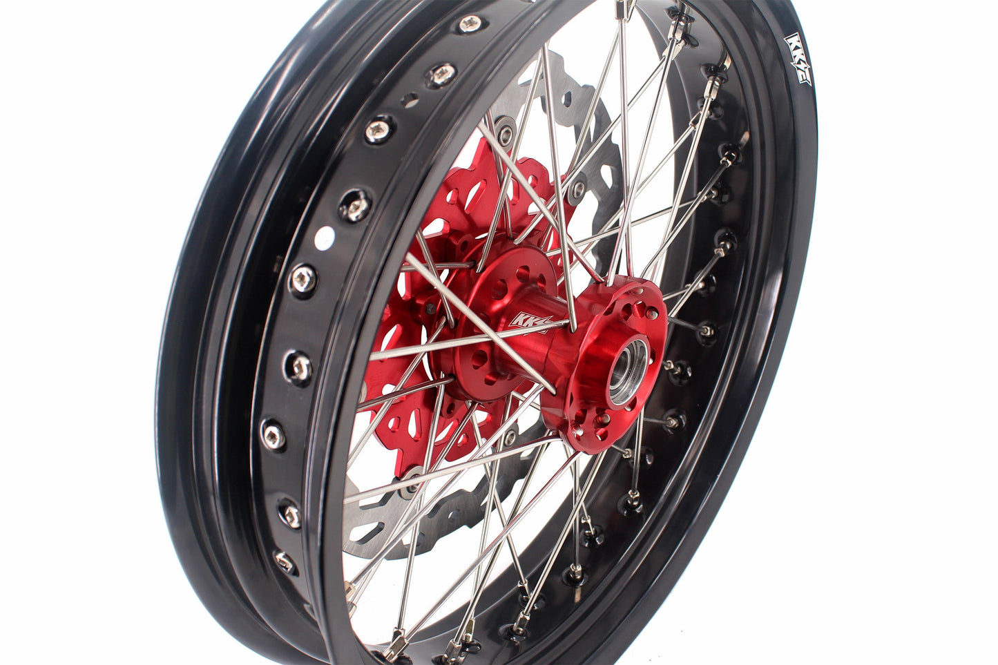 KKE 3.5 & 4.25 Cush Drive Supermoto Rims for HONDA CRF250R/450R 2002-2012 Red&Black With Disc&Sprocket