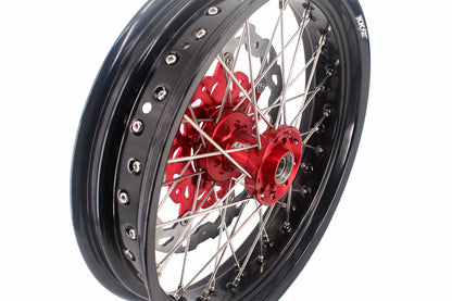 KKE 3.5 & 4.25 Cush Drive Supermoto Rims for HONDA CRF250R/450R 2002-2012 Red&Black With Disc&Sprocket