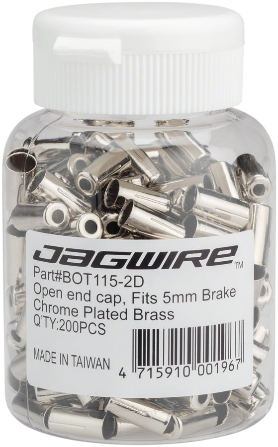 Jagwire 5mm Open Pre-Crimped End Caps, Chrome Plated