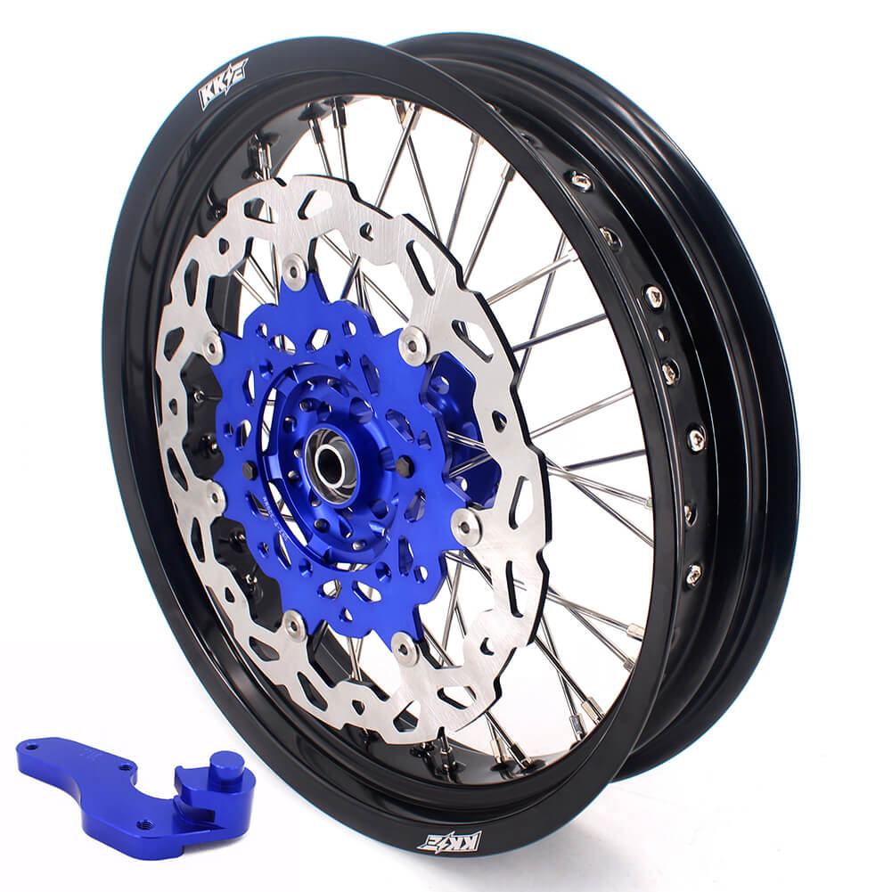 KKE 17 Inch Cush Drive Supermoto Wheels Fit Yamaha WR250F 2001-2018 WR450F 2003-2018 Blue