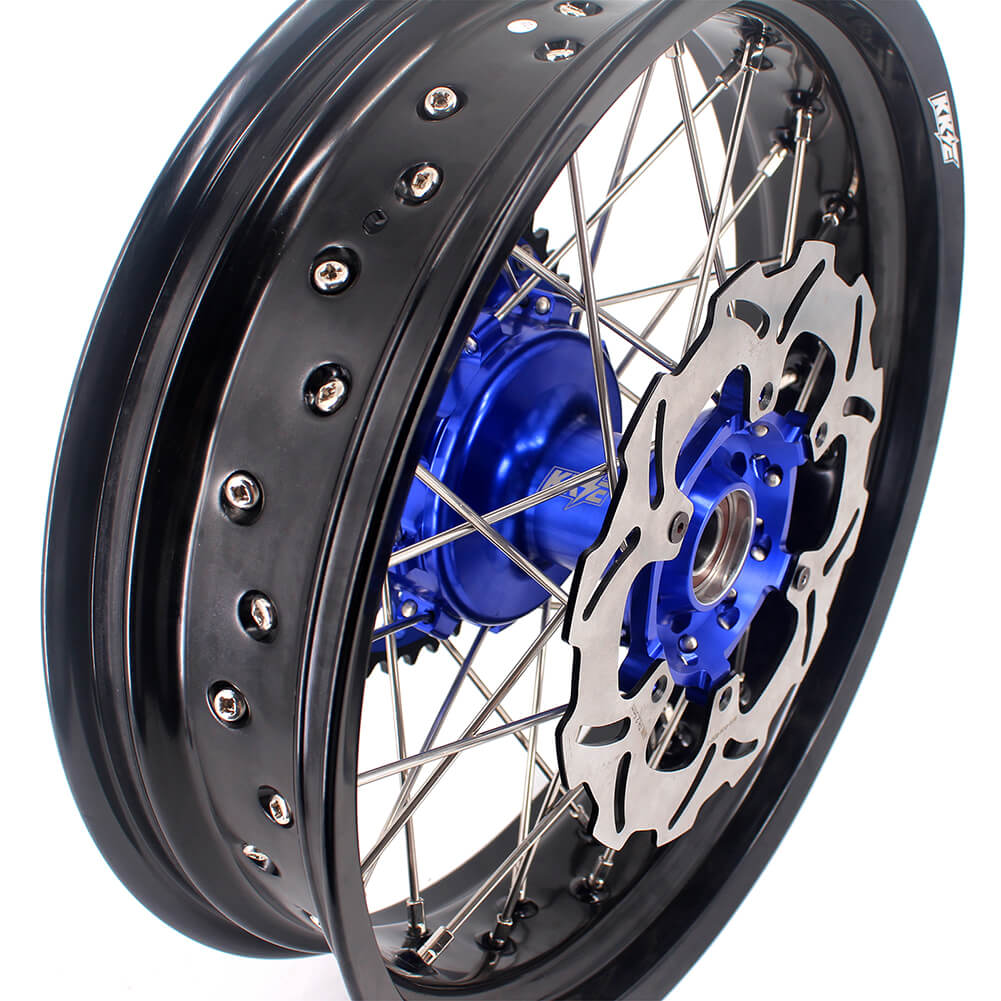 KKE 17 Inch Cush Drive Supermoto Wheels Fit Yamaha WR250F 2001-2018 WR450F 2003-2018 Blue