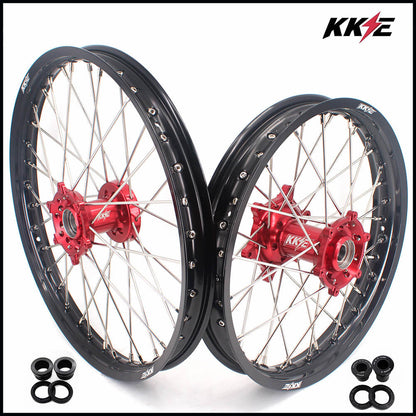 KKE 21 & 18 Enduro Rims for GAS GAS Enduro Bikes 2018-2020 Red CNC Hub