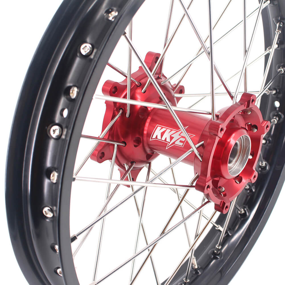 KKE 21/18 Spoked Enduro Wheels for GAS GAS Enduro Bikes 2004-2017 Red