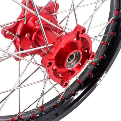 KKE 21" 18" OEM Size Motorcycle Alloy Wheels Rims Compatible with HONDA XR650L 1993-2025 Red Nipples