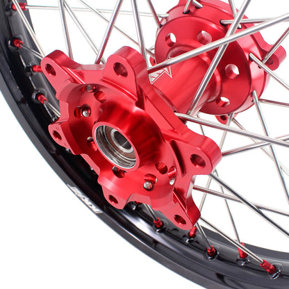 KKE 21" 18" OEM Size Motorcycle Alloy Wheels Rims Compatible with HONDA XR650L 1993-2025 Red Nipples