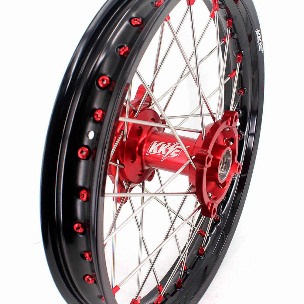 KKE 21" 18" OEM Size Motorcycle Alloy Wheels Rims Compatible with HONDA XR650L 1993-2025 Red Nipples