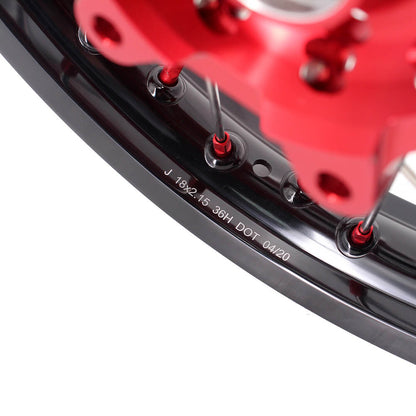 KKE 21" 18" OEM Size Motorcycle Alloy Wheels Rims Compatible with HONDA XR650L 1993-2025 Red Nipples