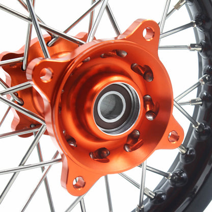 KKE 12/10 Small Kid's Wheels For KTM SX50 2024-2025 Mini Dirtbikes Orange Hub