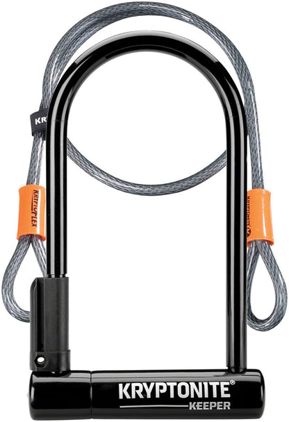 Kryptonite Keeper U-Lock - 4 x 8", Keyed, Black, Includes 4' cable and bracket