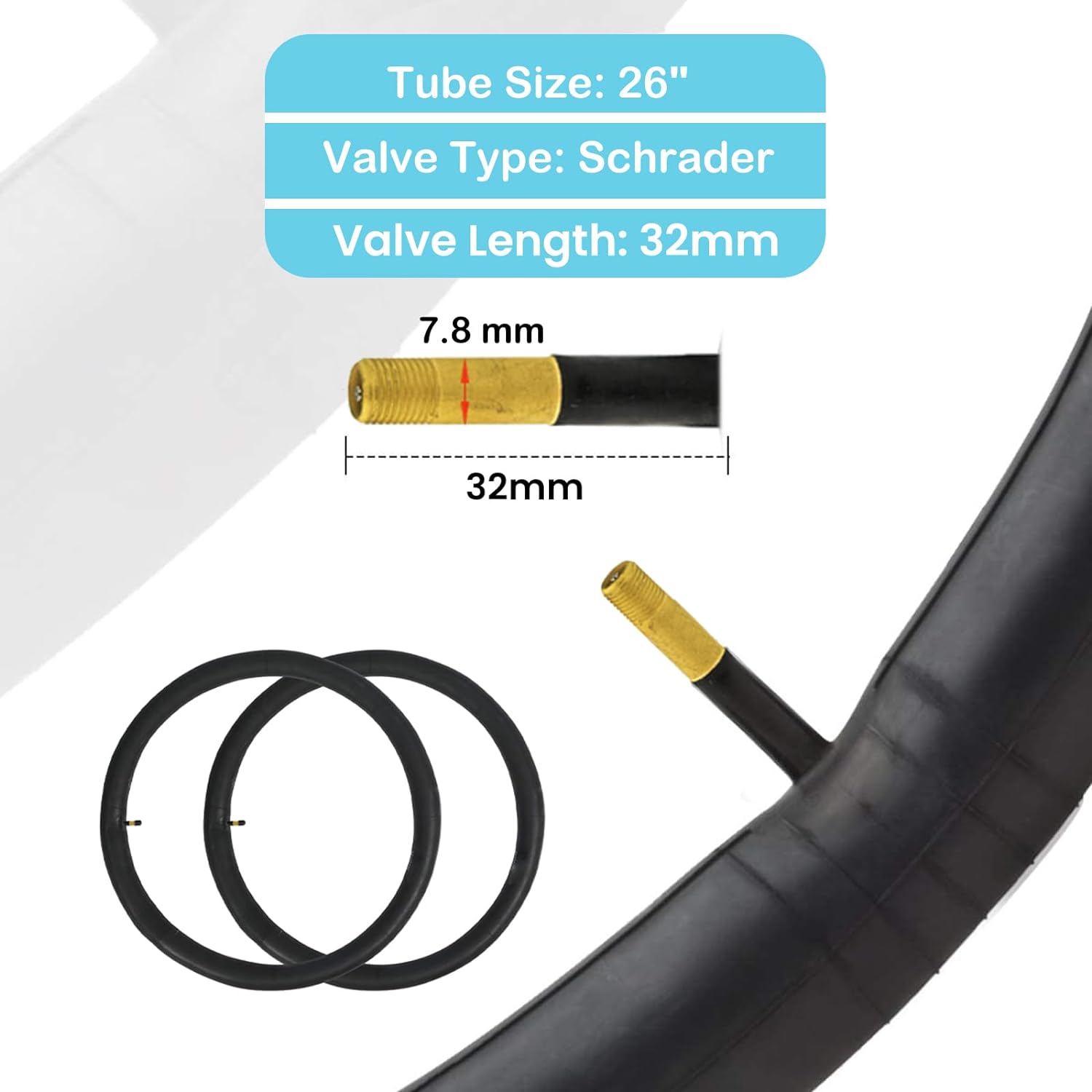 thumbnail image 2 of PRO+ 26x1.95 Road Bike Tire Set – Black/White – 2 Tires, 2 Tubes, 2 Rim Strips – Clincher 2 of 5