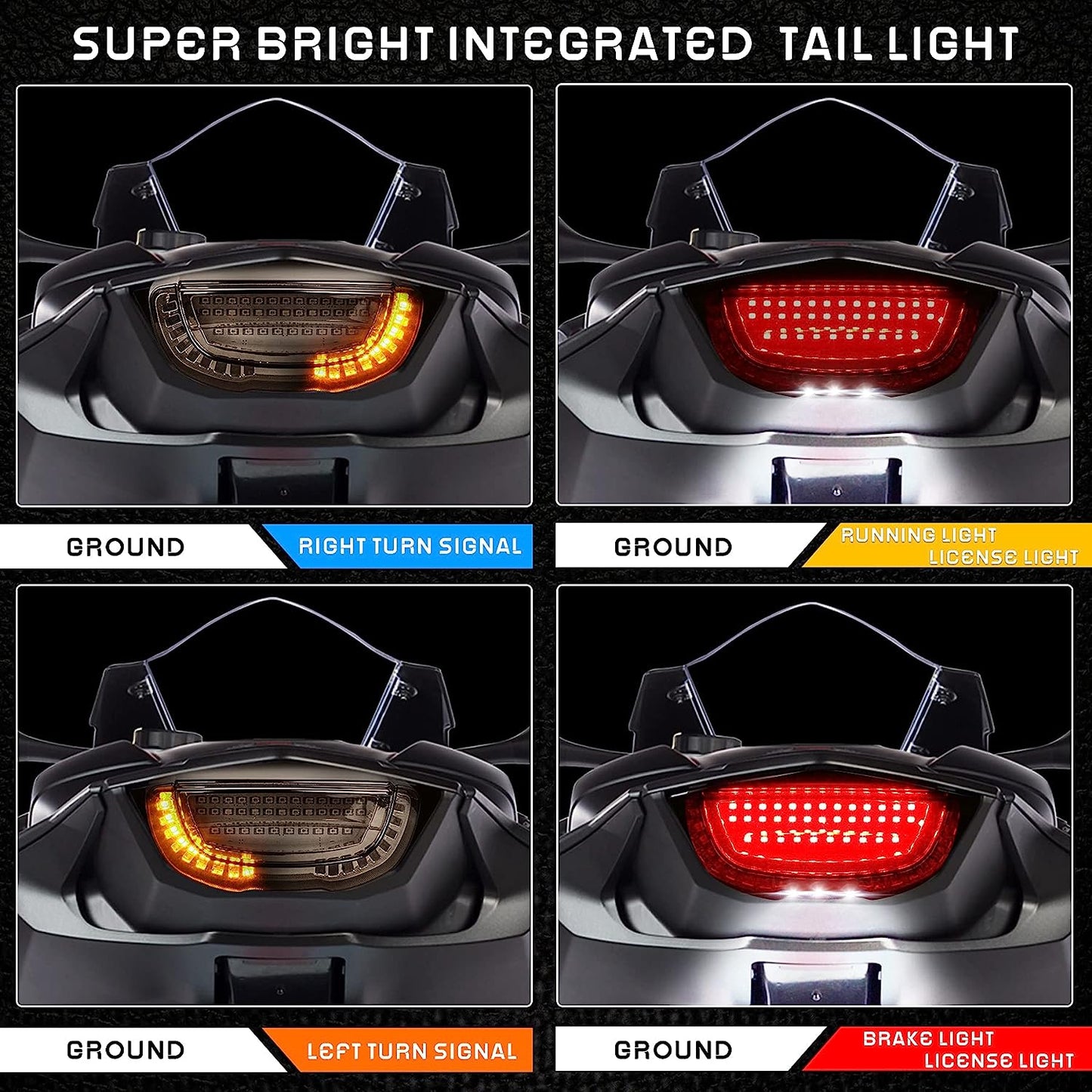 Motorcycle Brake Tail Light Integrated Turn Signals