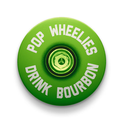 Pop Wheelies Drink Bourbon Bicycle Headset Cap