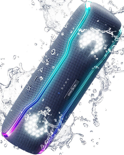 Portable Bluetooth Speaker, Waterproof Wireless Speaker with Colorful Flashing Lights & Speaker Mount