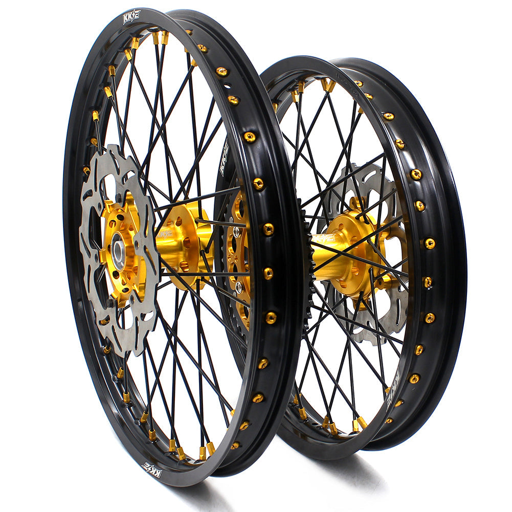 KKE 21 & 18 Enduro Wheels For SUZUKI RM125 RM250 1996-2000 Gold Black