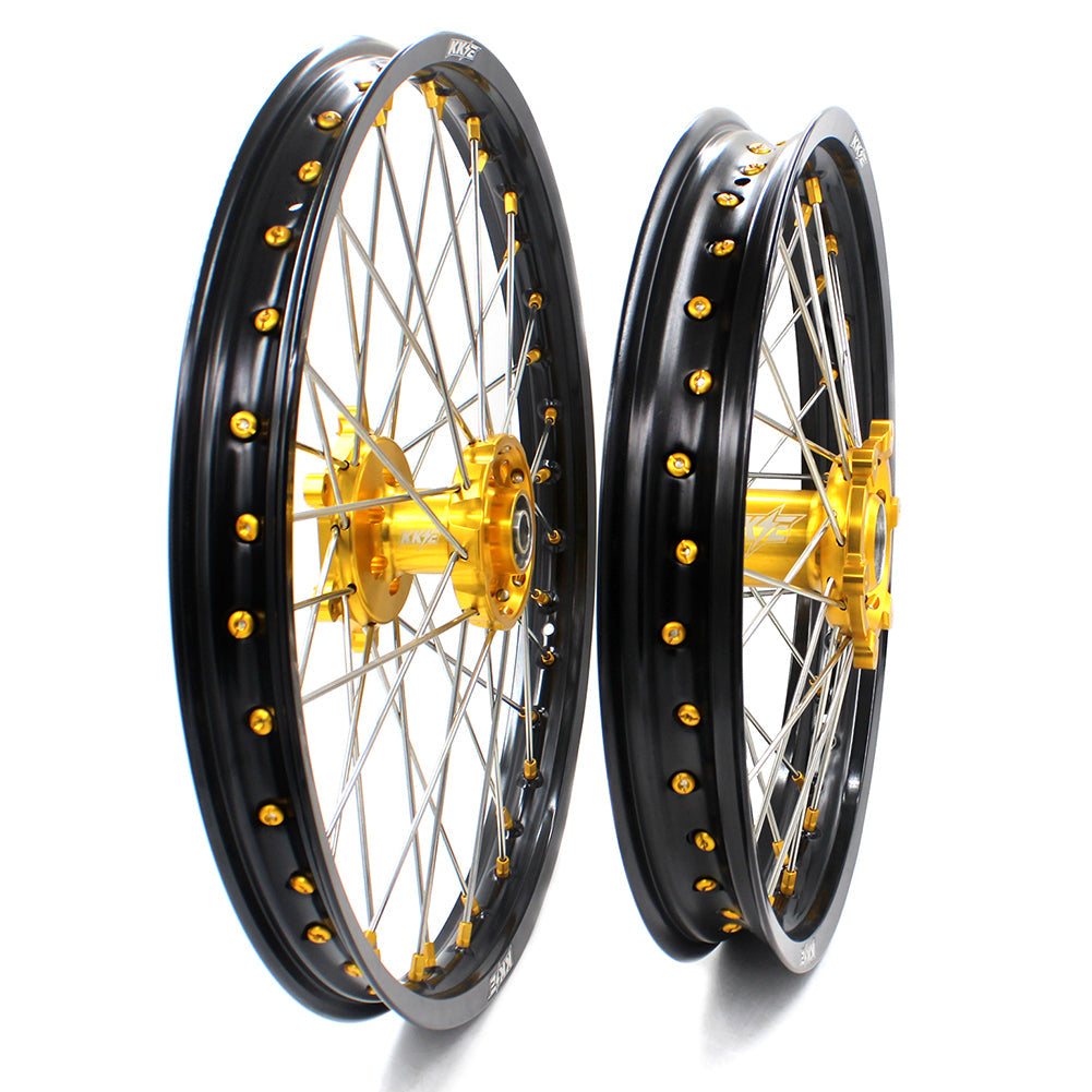 KKE 21 & 19 MX Dirt Bikes Rims For SUZUKI RM125 RM250 1996-2000 Gold Nipples