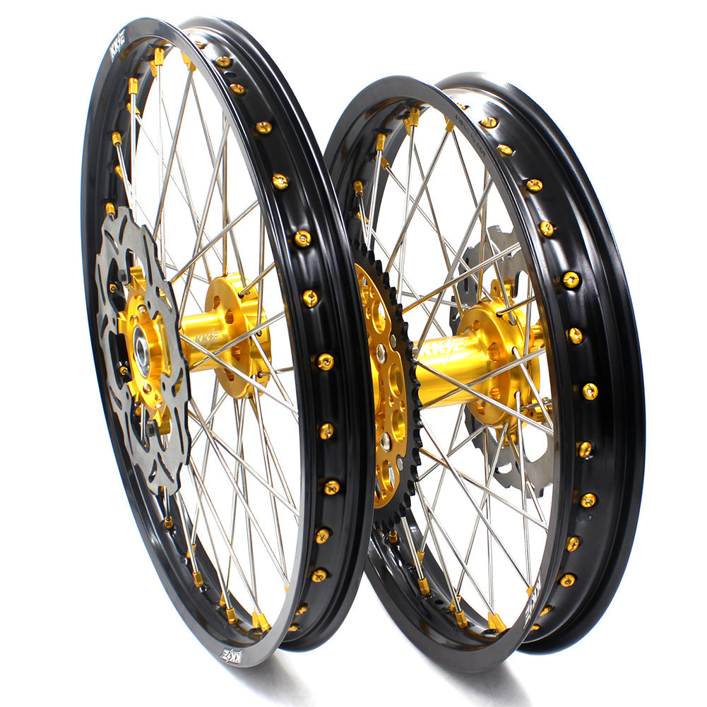 KKE 21 & 19 MX Dirt Bikes Rims For SUZUKI RM125 RM250 1996-2000 Gold Nipples