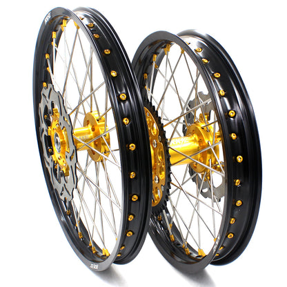 KKE 21 & 19 MX Dirt Bikes Rims For SUZUKI RM125 RM250 1996-2000 Gold Nipples