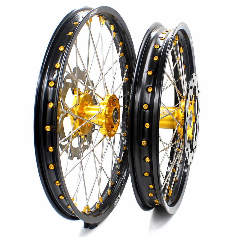 KKE 21 & 19 MX Dirt Bikes Rims For SUZUKI RM125 RM250 1996-2000 Gold Nipples