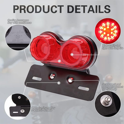 Red Motorcycle LED Brake Tail Light with Turn Signal & License Plate