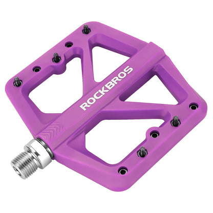 ROCKBROS Mountain Bike Pedals Lightweight Nylon DU Bearing 9/16" MTB Flat Bike Pedals