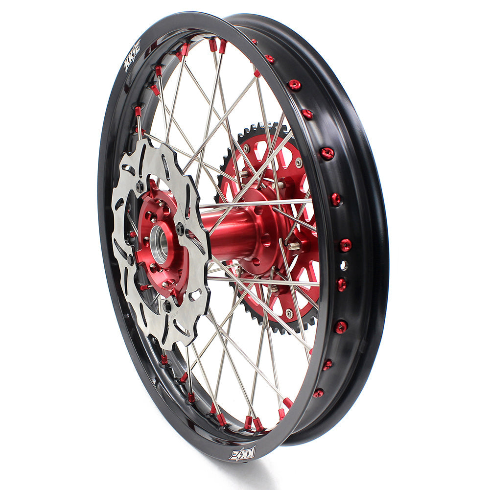 KKE 21 & 19 Wheels for Suzuki RMZ250 2007-2024 RMZ450 2005-2024 Red Nipples