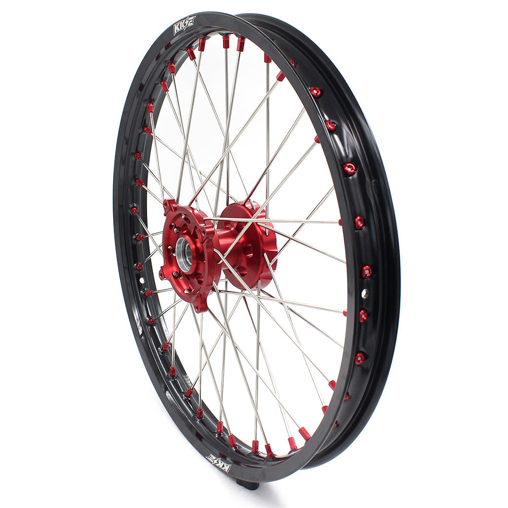 KKE 21 & 19 Wheels for Suzuki RMZ250 2007-2024 RMZ450 2005-2024 Red Nipples