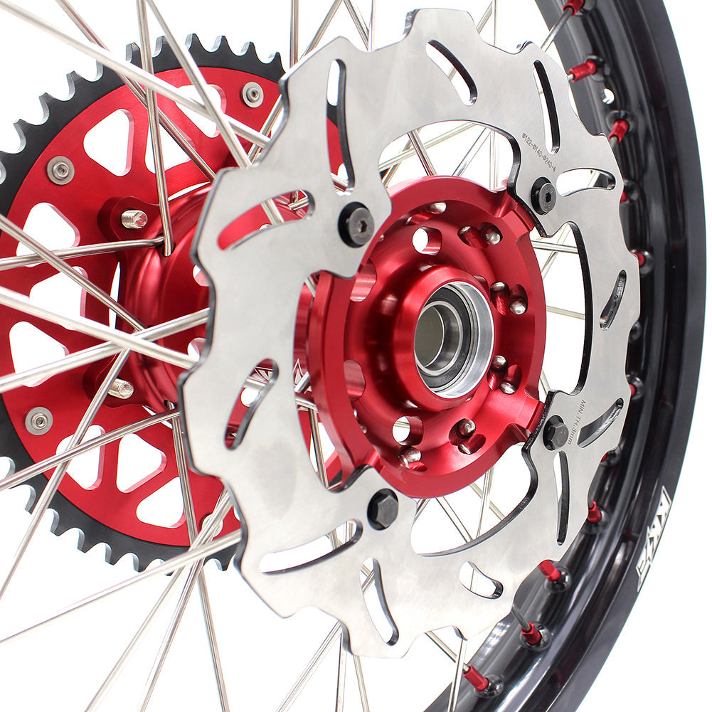 KKE 21 & 19 Wheels for Suzuki RMZ250 2007-2024 RMZ450 2005-2024 Red Nipples