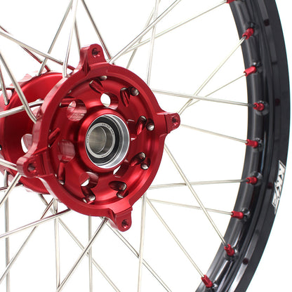 KKE 21 & 19 Wheels for Suzuki RMZ250 2007-2024 RMZ450 2005-2024 Red Nipples
