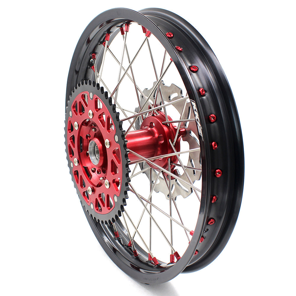 KKE 21 & 19 Wheels for Suzuki RMZ250 2007-2024 RMZ450 2005-2024 Red Nipples
