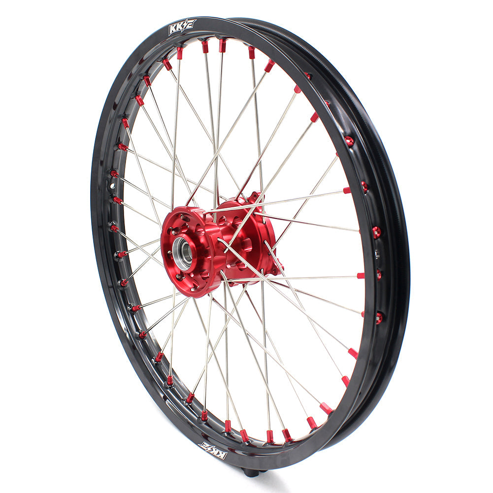 KKE 21 & 19 Wheels for Suzuki RMZ250 2007-2024 RMZ450 2005-2024 Red Nipples