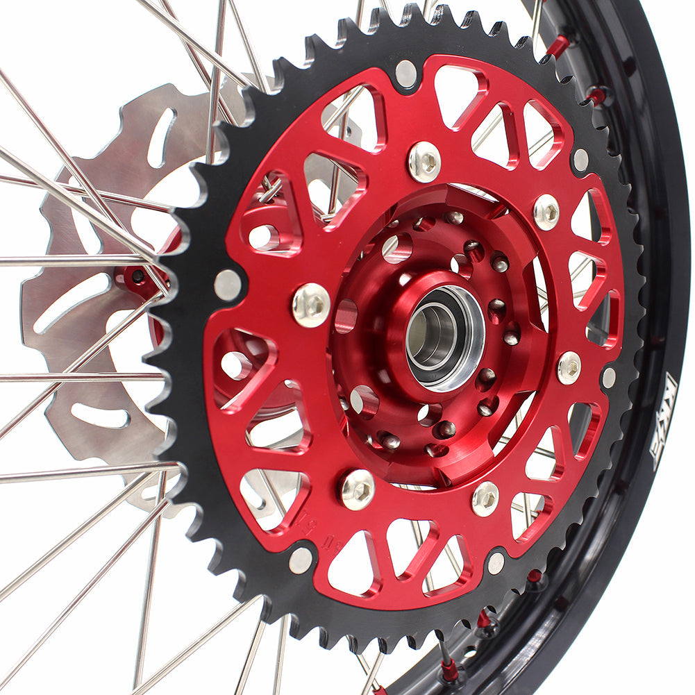 KKE 21 & 19 Wheels for Suzuki RMZ250 2007-2024 RMZ450 2005-2024 Red Nipples