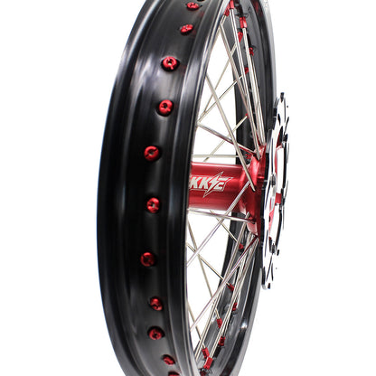 KKE 21 & 19 Wheels for Suzuki RMZ250 2007-2024 RMZ450 2005-2024 Red Nipples
