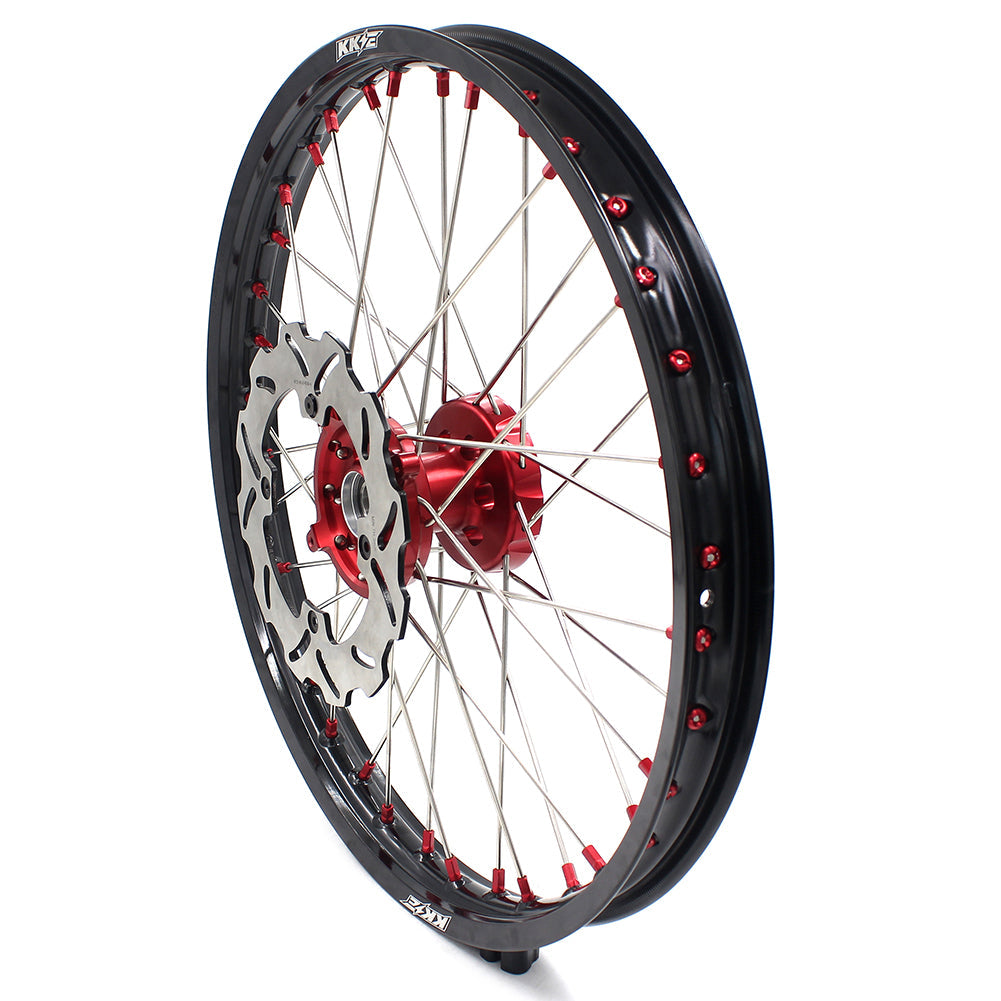 KKE 21 & 19 Wheels for Suzuki RMZ250 2007-2024 RMZ450 2005-2024 Red Nipples