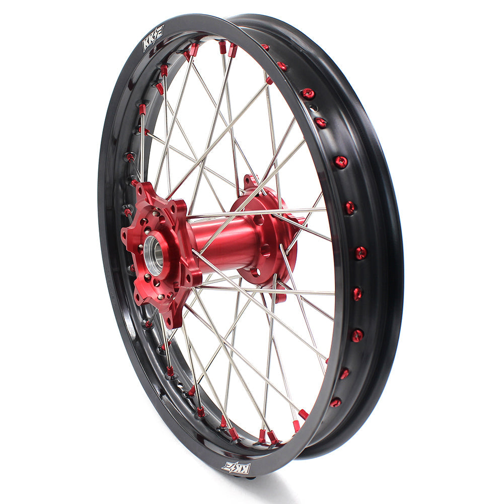 KKE 21 & 19 Wheels for Suzuki RMZ250 2007-2024 RMZ450 2005-2024 Red Nipples