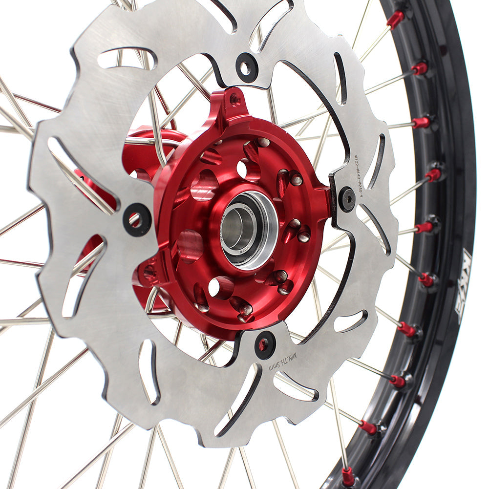KKE 21 & 19 Wheels for Suzuki RMZ250 2007-2024 RMZ450 2005-2024 Red Nipples
