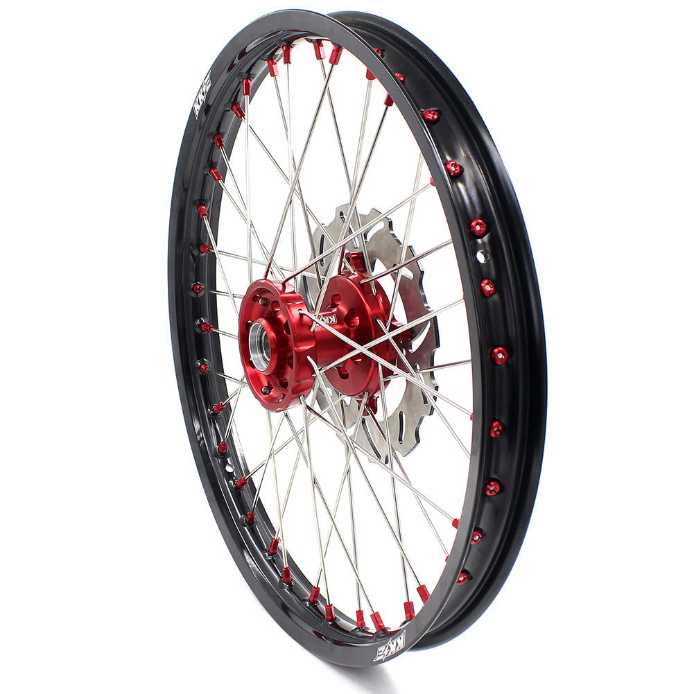 KKE 21 & 19 Wheels for Suzuki RMZ250 2007-2024 RMZ450 2005-2024 Red Nipples