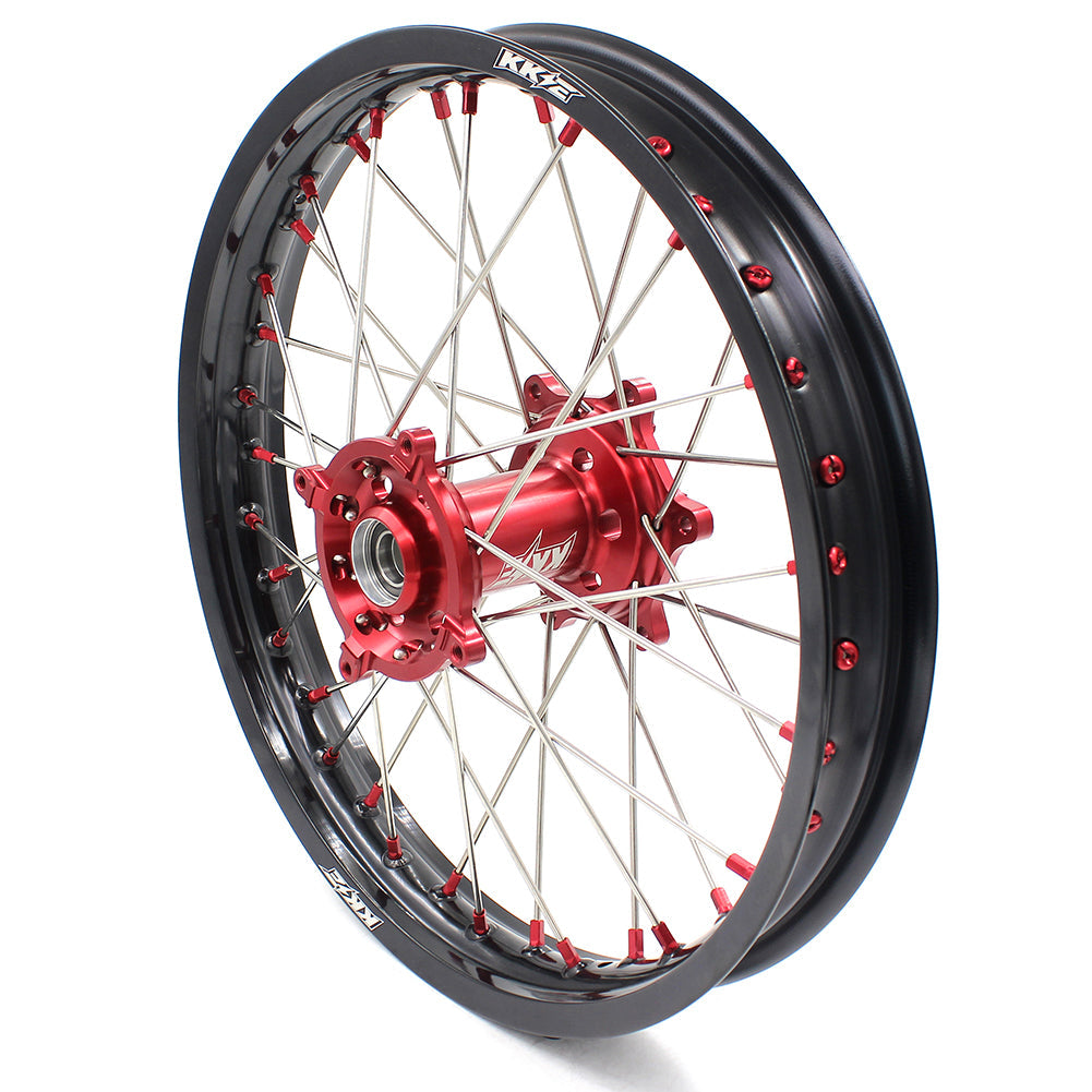 KKE 21 & 19 Wheels for Suzuki RMZ250 2007-2024 RMZ450 2005-2024 Red Nipples