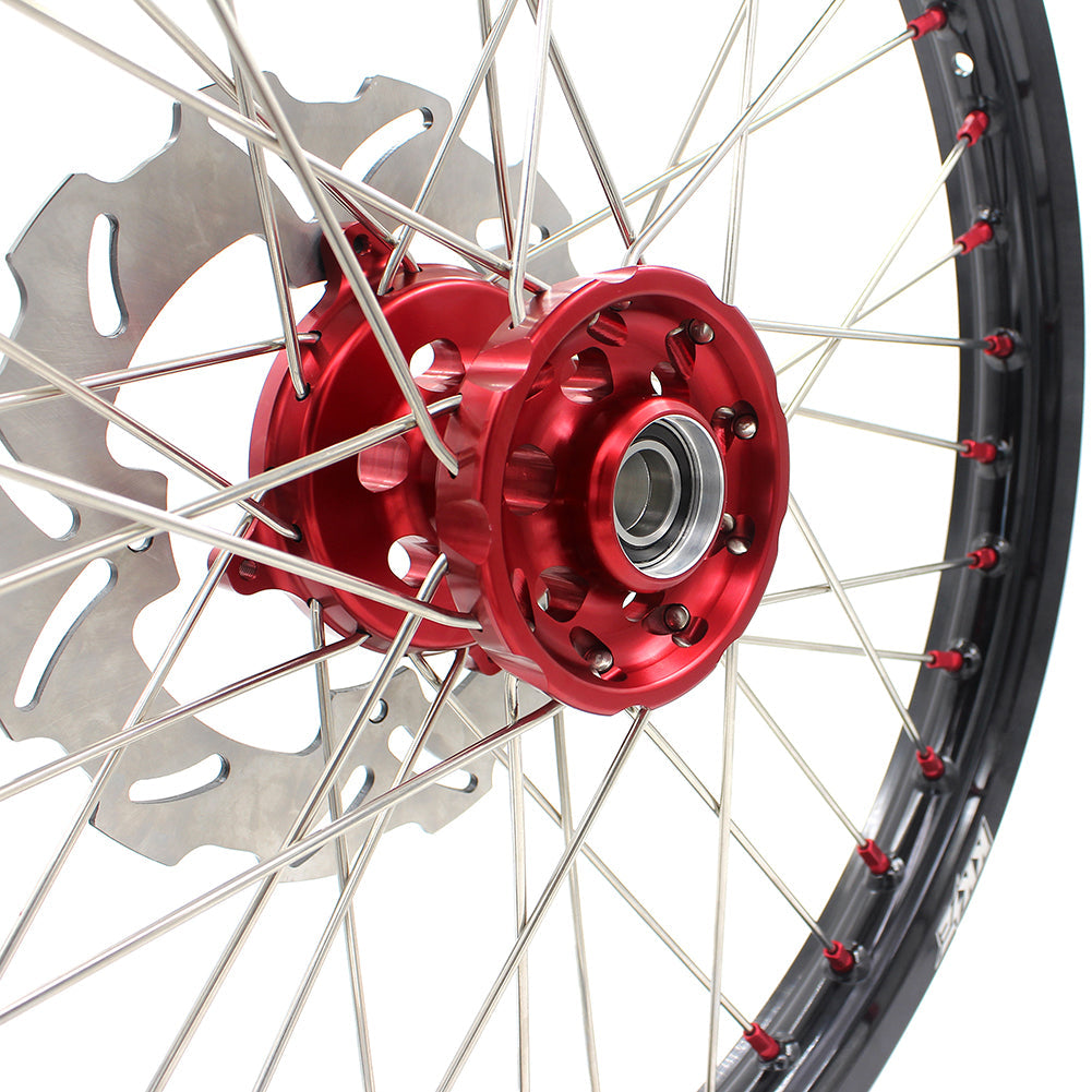 KKE 21 & 19 Wheels for Suzuki RMZ250 2007-2024 RMZ450 2005-2024 Red Nipples