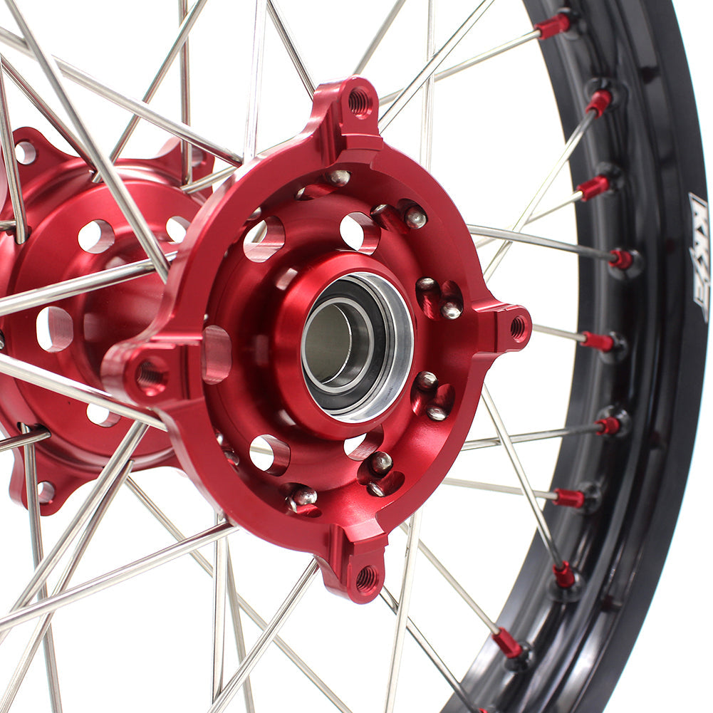 KKE 21 & 19 Wheels for Suzuki RMZ250 2007-2024 RMZ450 2005-2024 Red Nipples