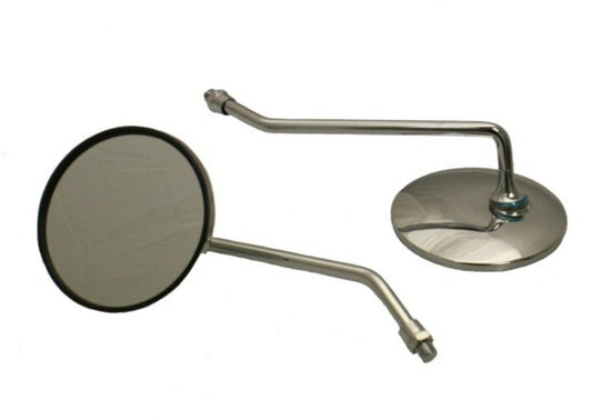Scooter Round Chrome Mirror Set - 8mm Or 10mm