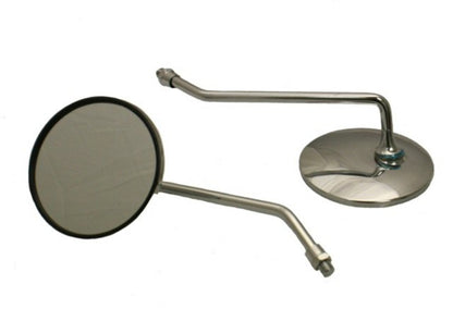 Scooter Round Chrome Mirror Set - 8mm Or 10mm